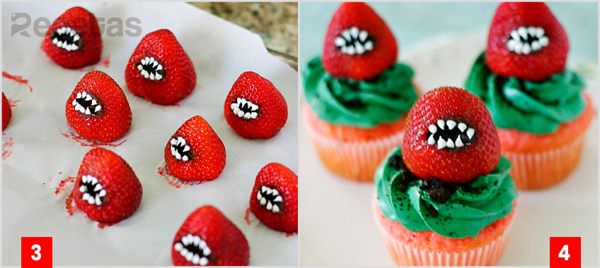 Cupcakes de Monstruos de Fresa